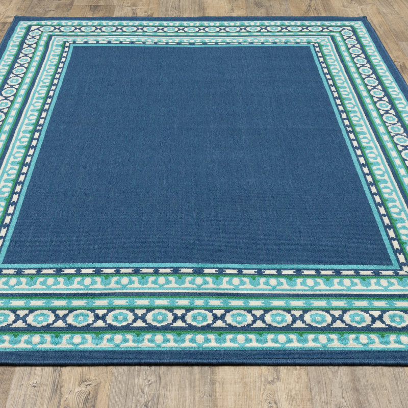 Lark Manor Deltana Teal/Blue/Green/White Indoor / Outdoor Area Rug